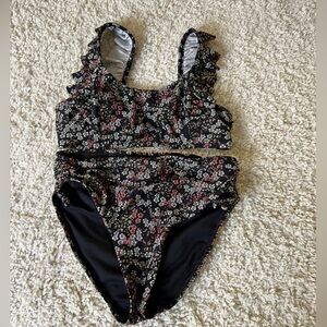 Girls Size 16 Chelsea & Violet Black Floral Bikini Set